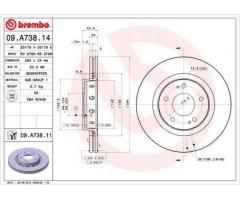 Гальмівний диск BREMBO 09.A738.11 з покриттям та внутрішньою вентиляцією — надійний вибір для вашого